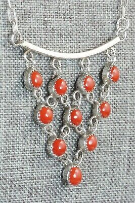 Coral & Sterling Silver Necklace and Earrings - Anthony Skeets