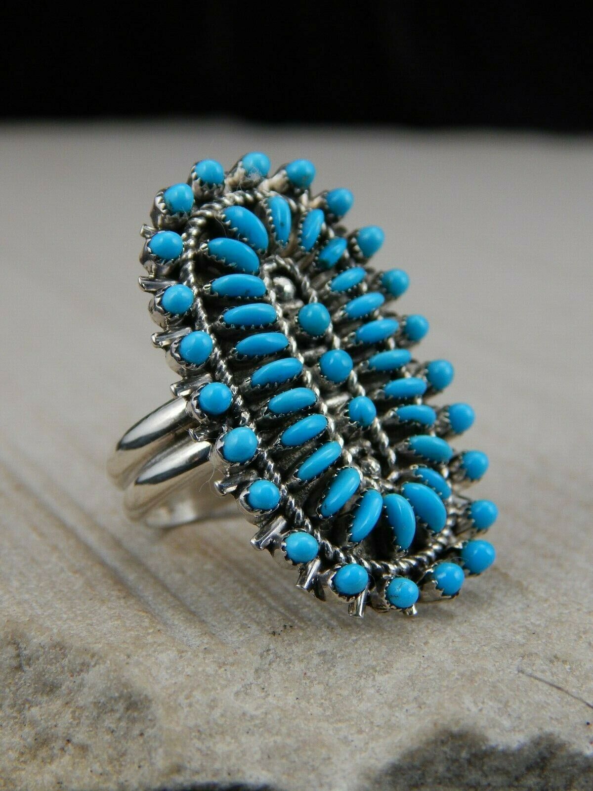 Zuni Turquoise & Sterling Silver Ring - Connie Wyaco - Size 6.5 - High Lonesome Trading