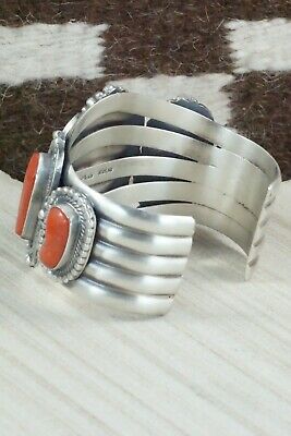 Turquoise, Coral and Sterling Silver Bracelet - Tom Lewis