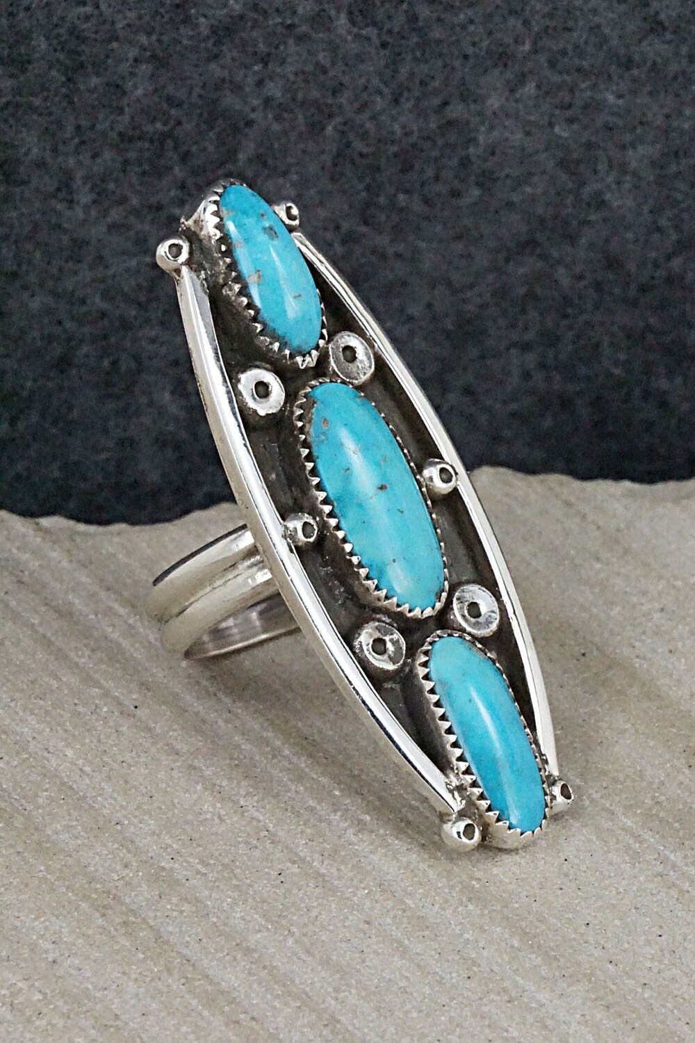 Turquoise & Sterling Silver Ring - Priscilla Reeder - Size 8.5