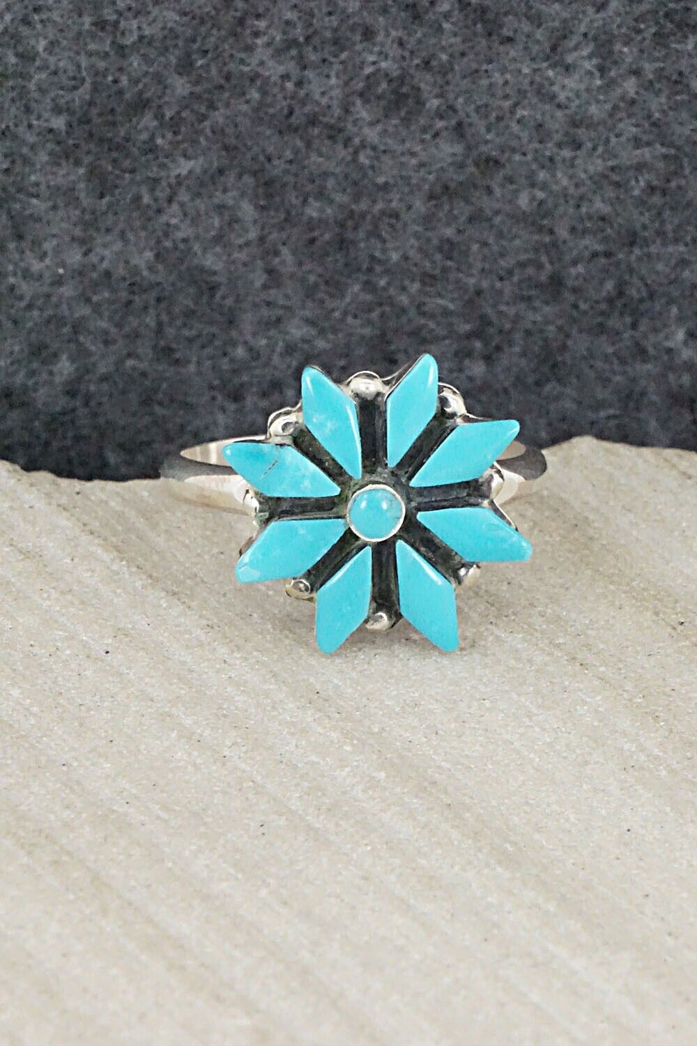 Turquoise & Sterling Silver Ring - Rose Kanteena - Size 9