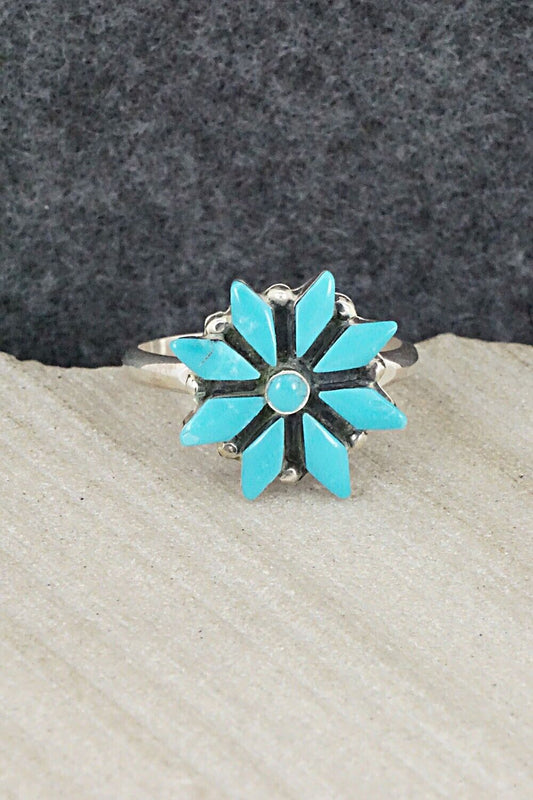 Turquoise & Sterling Silver Ring - Rose Kanteena - Size 9