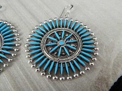 Zuni Sterling Silver & Turquoise Earrings - Iva Booqua - High Lonesome Trading