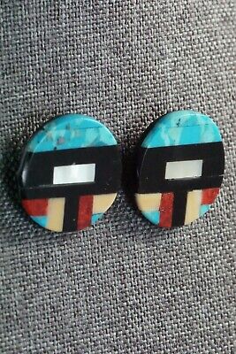 Multi Stone Inlay & Sterling Silver Earrings - Chaslyn Crespin