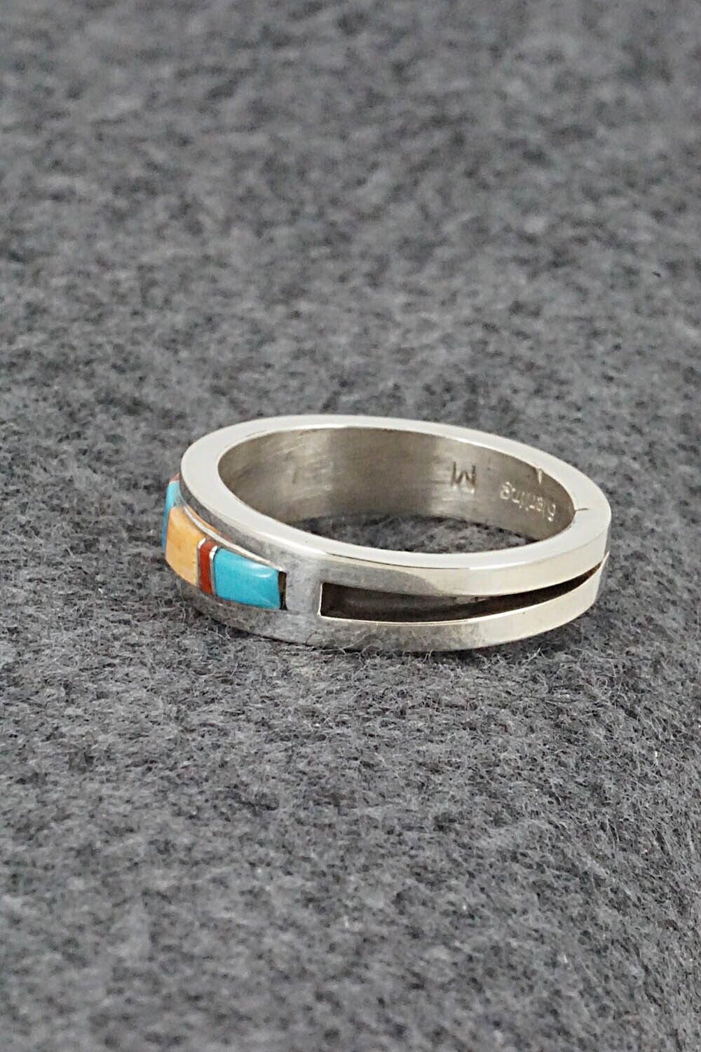 Multi-Stone & Sterling Silver Inlay Ring - Wilbert Muskett Jr. - Size 10.5