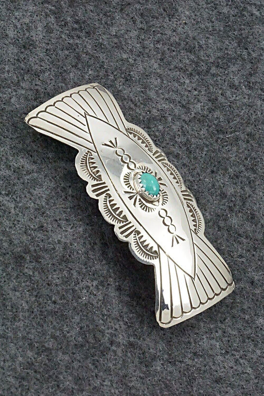 Turquoise & Sterling Silver Hair Barrette - Arlene Soce