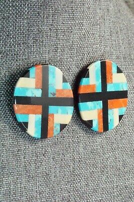 Multi Stone Inlay & Sterling Silver Earrings - Chaslyn Crespin