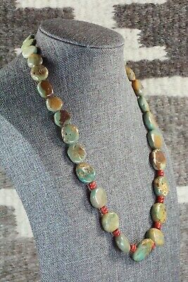 Turquoise, Coral & Sterling Silver Necklace - Navajo