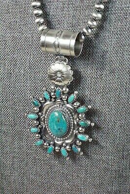 Turquoise Pendant & Sterling Silver Necklace - Tom Lewis