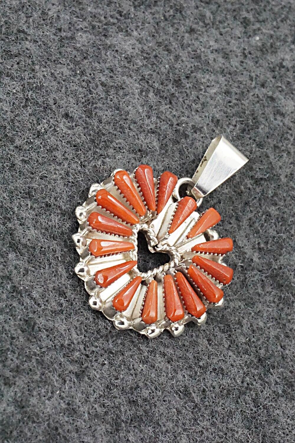 Coral & Sterling Silver Pendant - Rebecca Laate