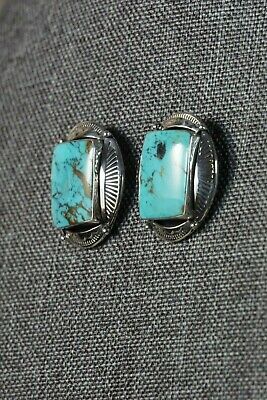 Navajo Turquoise and Sterling Silver Earrings - Sadie Jim - High Lonesome Trading