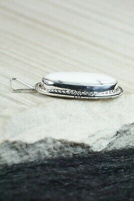 White Buffalo & Sterling Silver Pendant - T Benally