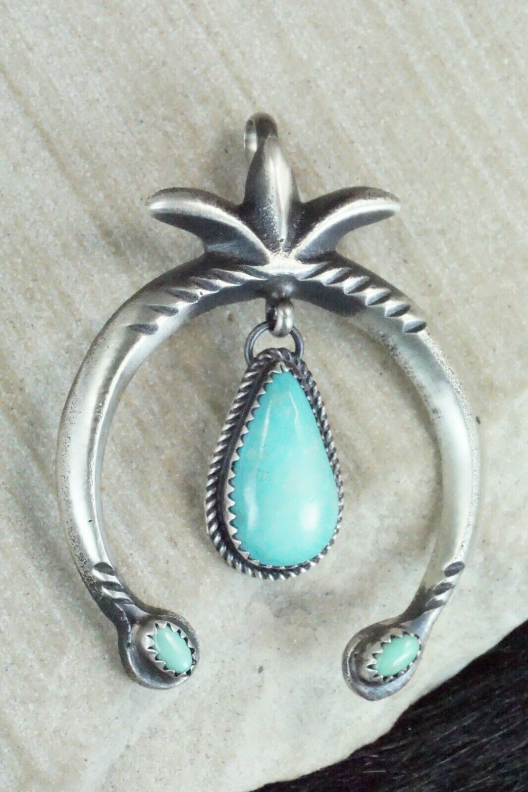 Turquoise and Sterling Silver Pendant - Martha Cayatineto - High Lonesome Trading