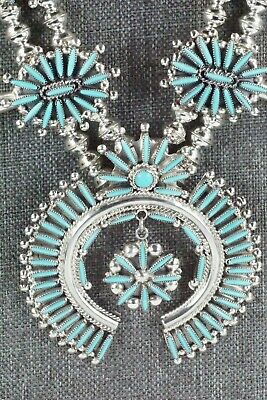Turquoise & Sterling Silver Squash Blossom Set - Lance and Cordelia Waatsa - High Lonesome Trading