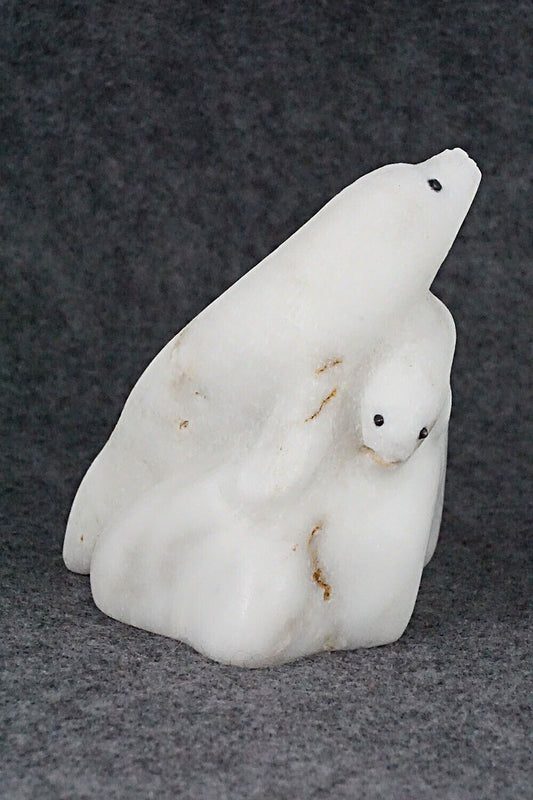 Seal and Pup Zuni Fetish Carving - Wilfred Cheama