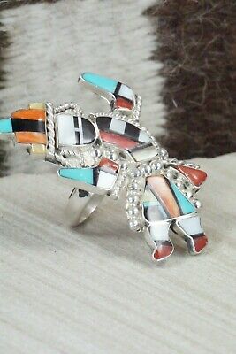 Turquoise, Spiny Oyster & Sterling Silver Ring - Marisa Selecion - Size 7.5