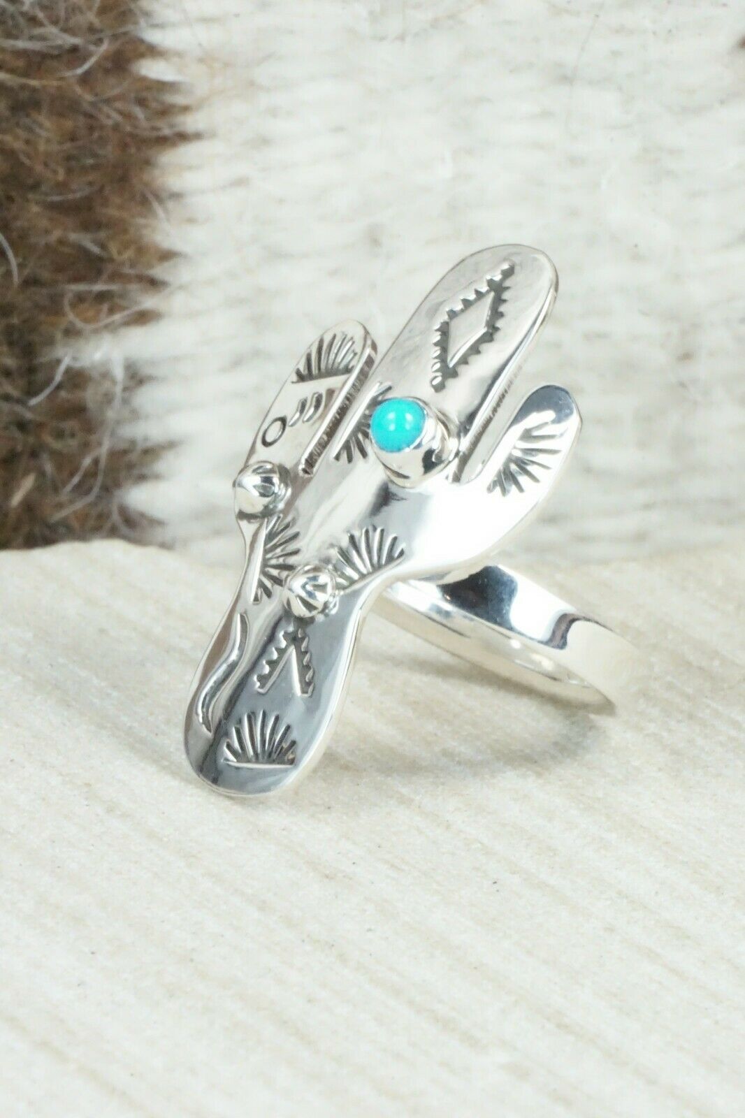 Turquoise and Sterling Silver Ring - Murphy Platero - Size 7