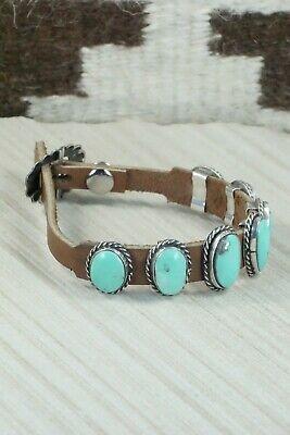 7 Stone Turquoise, Sterling Silver and Leather Bracelet - Jimmy Emerson - High Lonesome Trading