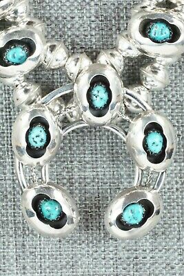 Turquoise & Sterling Silver Squash Blossom and Earrings - Phil Garcia