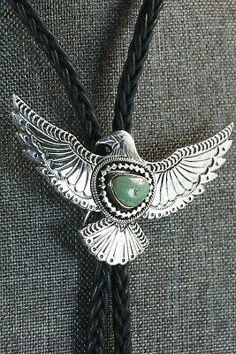 Navajo Turquoise & Sterling Silver Eagle Bolo Tie - Jereme Delgarito