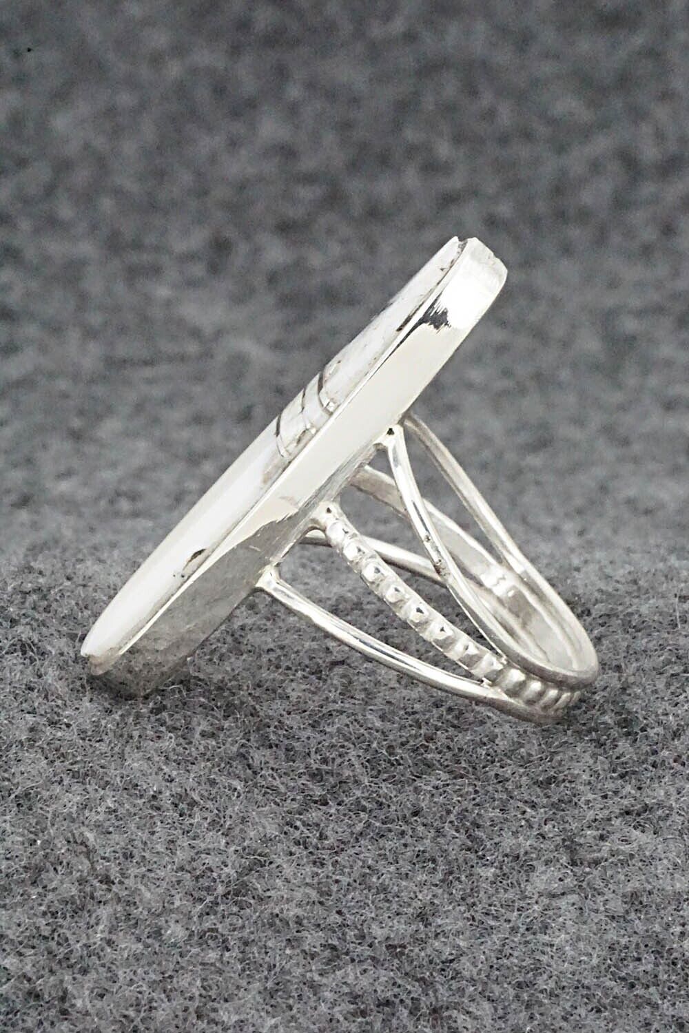 White Buffalo & Sterling Silver Ring - Harold Smith - Size 8