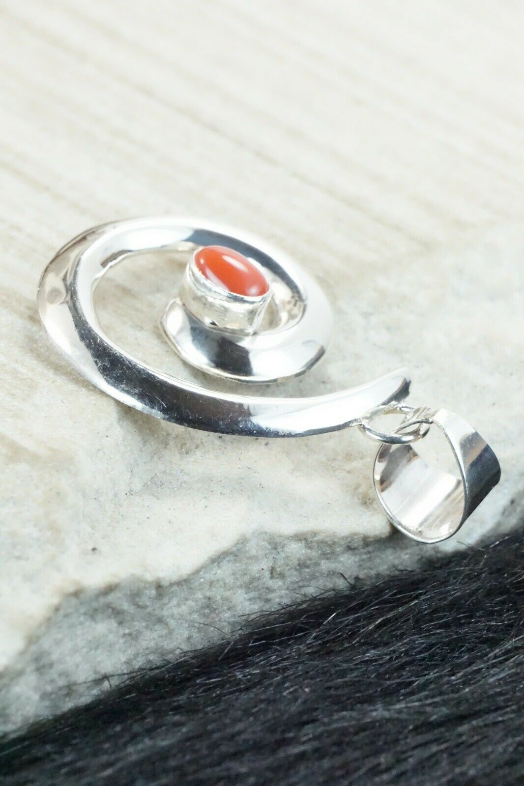 Coral & Sterling Silver Pendant - Mildred Parkhurst