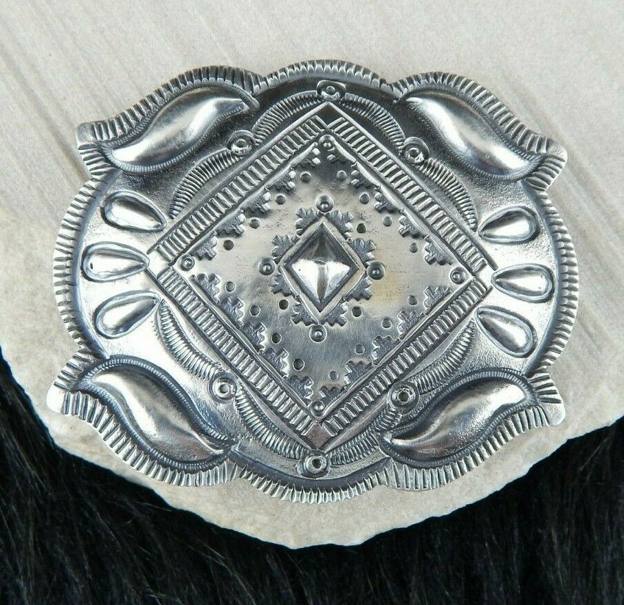 Sterling Silver Belt Buckle - Myron Etsitty - Navajo Buckle - Native American - High Lonesome Trading