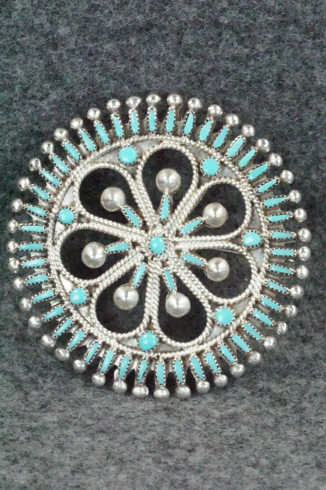 Turquoise & Sterling Silver Pendant / Pin - Vincent Johnson