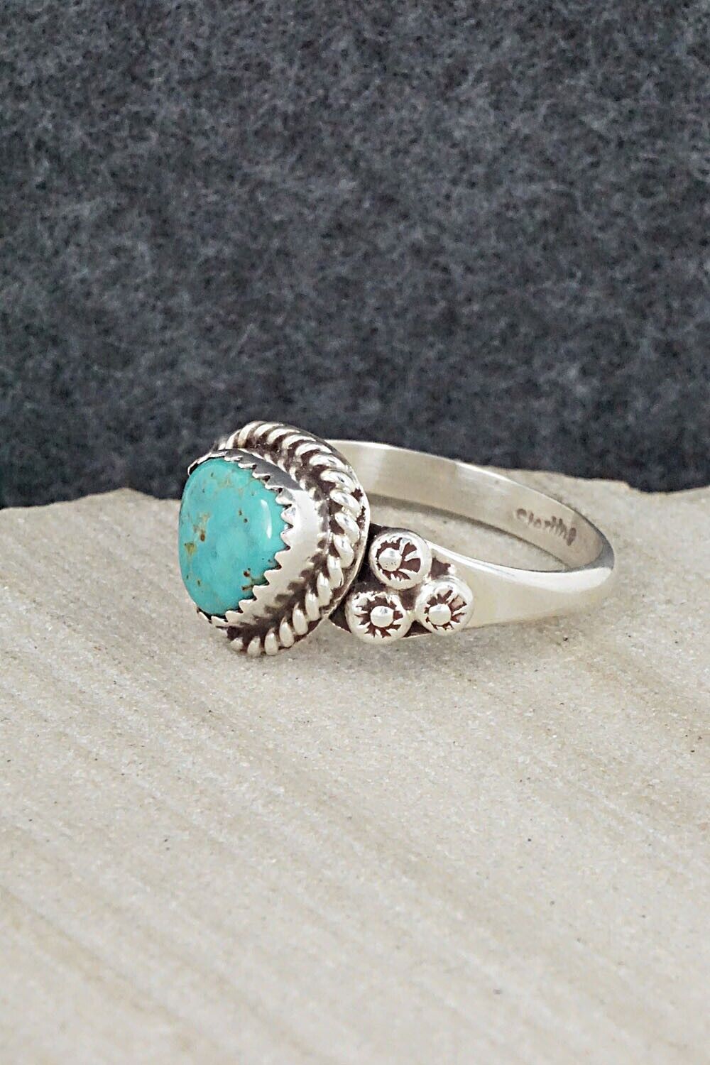 Turquoise & Sterling Silver Ring - Freda Martinez - Size 10.25
