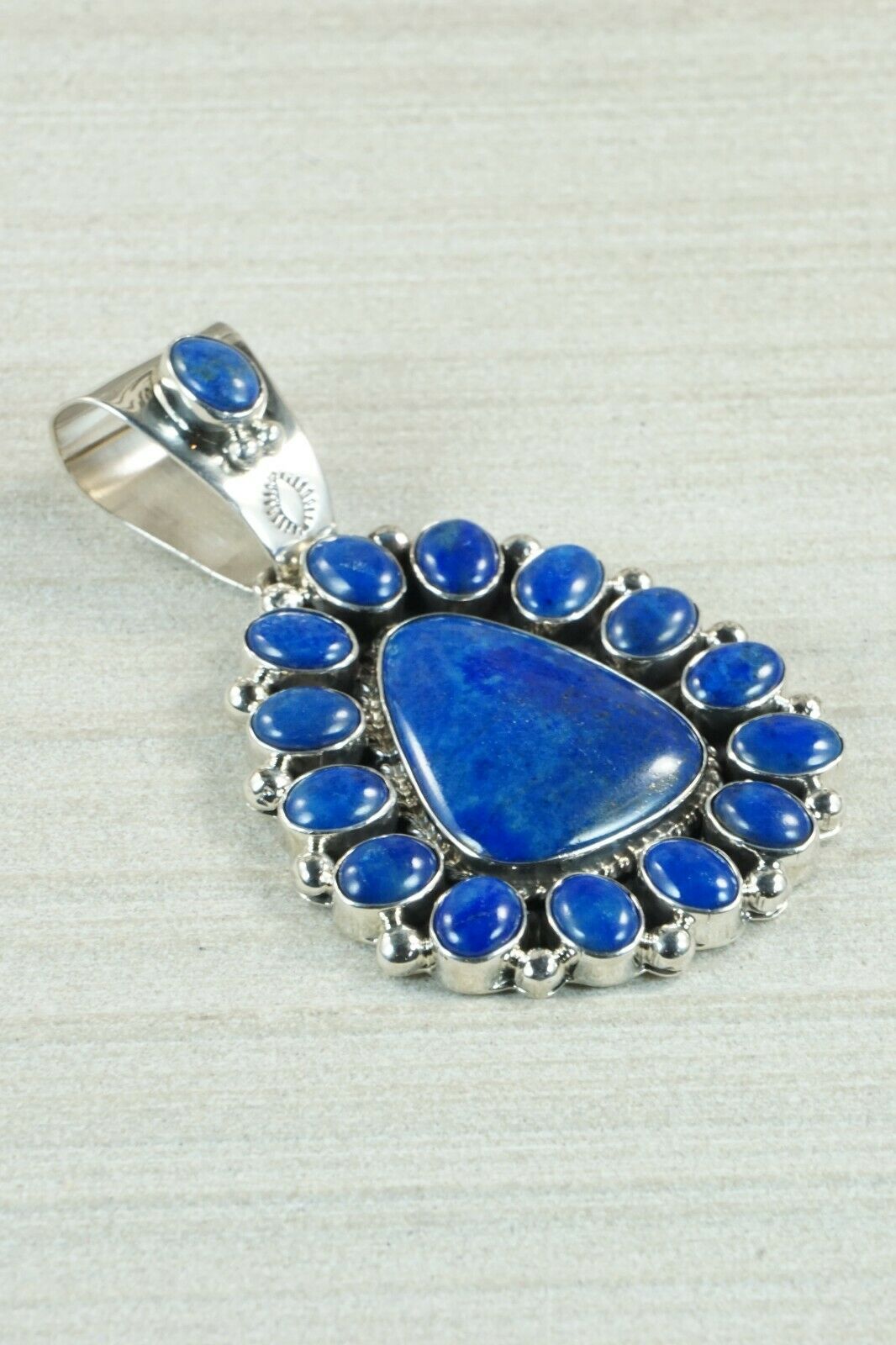 Navajo Lapis and Sterling Silver Pendant - Raymond Delgarito