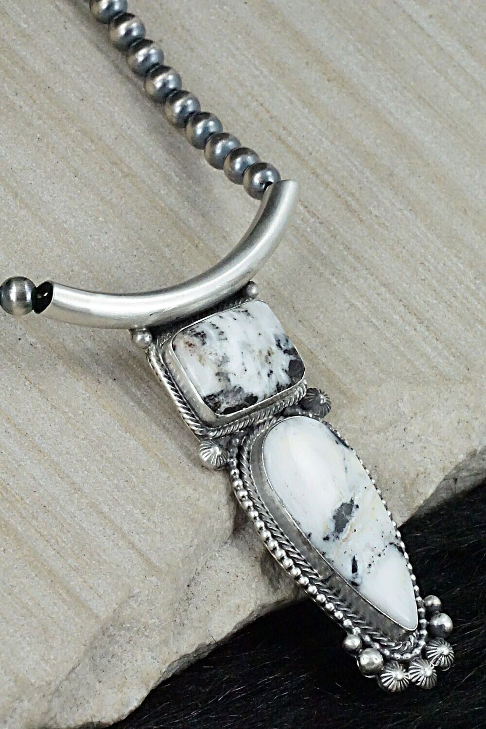 White Buffalo & Sterling Silver Necklace - Tom Lewis