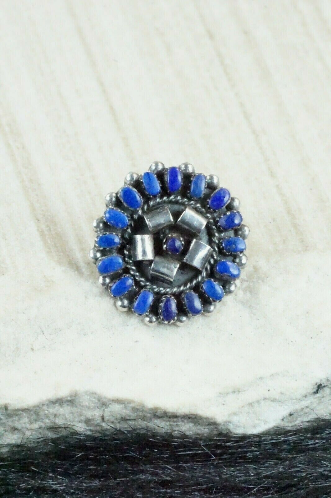 Lapis & Sterling Silver Pendant / Pin - Lorencita Walela - High Lonesome Trading
