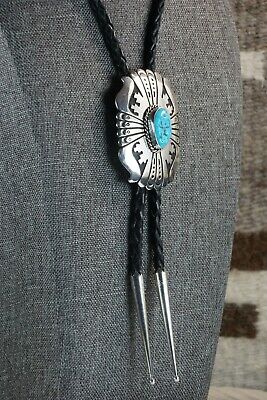 Navajo Turquoise & Sterling Silver Bolo Tie - Richard Singer