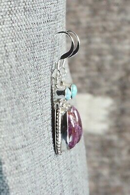 Turquoise, Spiny Oyster & Sterling Silver Earrings - Gary Shorty