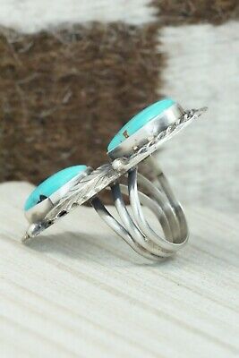 Turquoise and Sterling Silver Ring - Betta Lee - Size 7.5