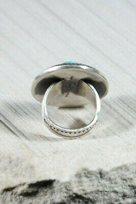 Navajo Turquoise and Sterling Silver Ring - Calvin Martinez - Size 8 - High Lonesome Trading