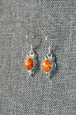 Spiny Oyster & Sterling Silver Earrings - Elaine Shirley - Navajo