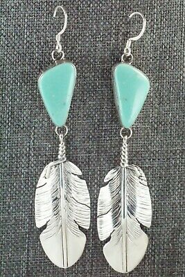 Turquoise & Sterling Silver Feather Earrings - Ben Begay