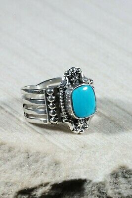 Navajo Turquoise and Sterling Silver Ring - Daniel Benally - Size 7.75 - High Lonesome Trading