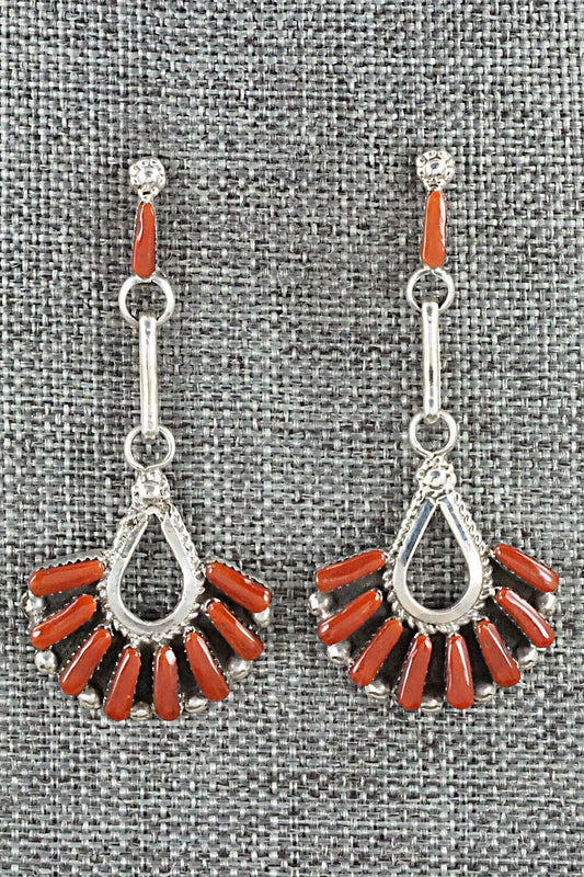 Coral & Sterling Silver Earrings - Carlene Hattie