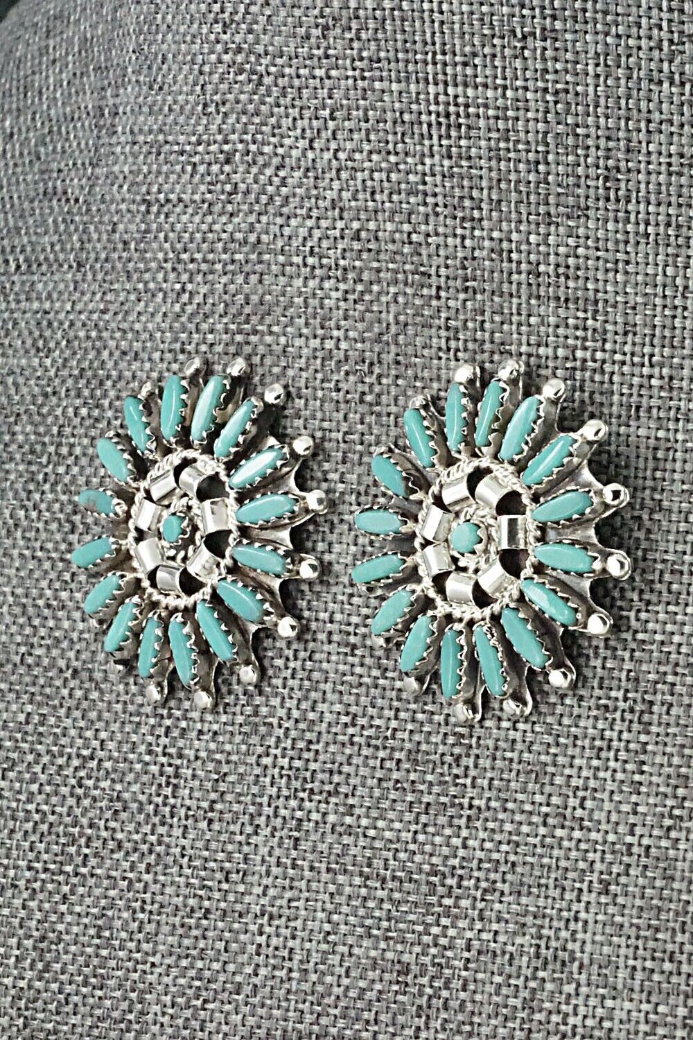 Turquoise & Sterling Silver Earrings - Nathaniel Nez