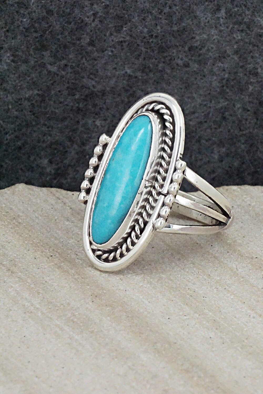 Turquoise & Sterling Silver Ring - Samuel Yellowhair - Size 6.75