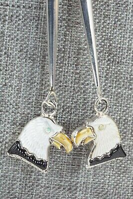 Jet, Mother of Pearl & Sterling Silver Bolo Tie - Navajo