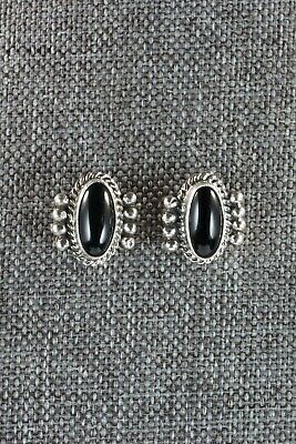 Navajo Onyx & Sterling Silver Earrings - Jan Mariano