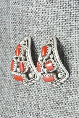 Coral & Sterling Silver Earrings - Melvin Chee