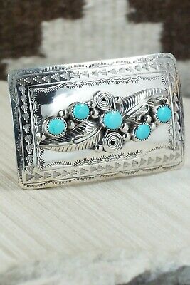 Turquoise & Sterling Silver Belt Buckle - Wilbur Myers