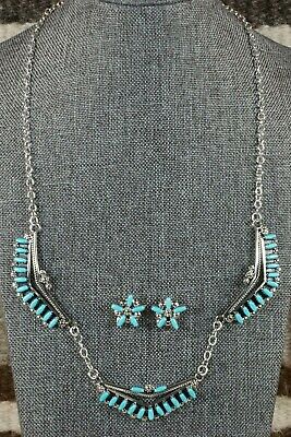 Zuni Turquoise & Sterling Silver Necklace & Earrings Set - Veronica Martza - High Lonesome Trading