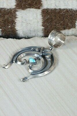 Navajo Turquoise and Sterling Silver Naja Pendant - Derrick Gordon - High Lonesome Trading
