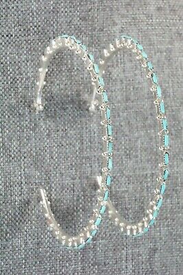 Turquoise and Sterling Silver Hoop Earrings - Alvin & Aurelia Hughte