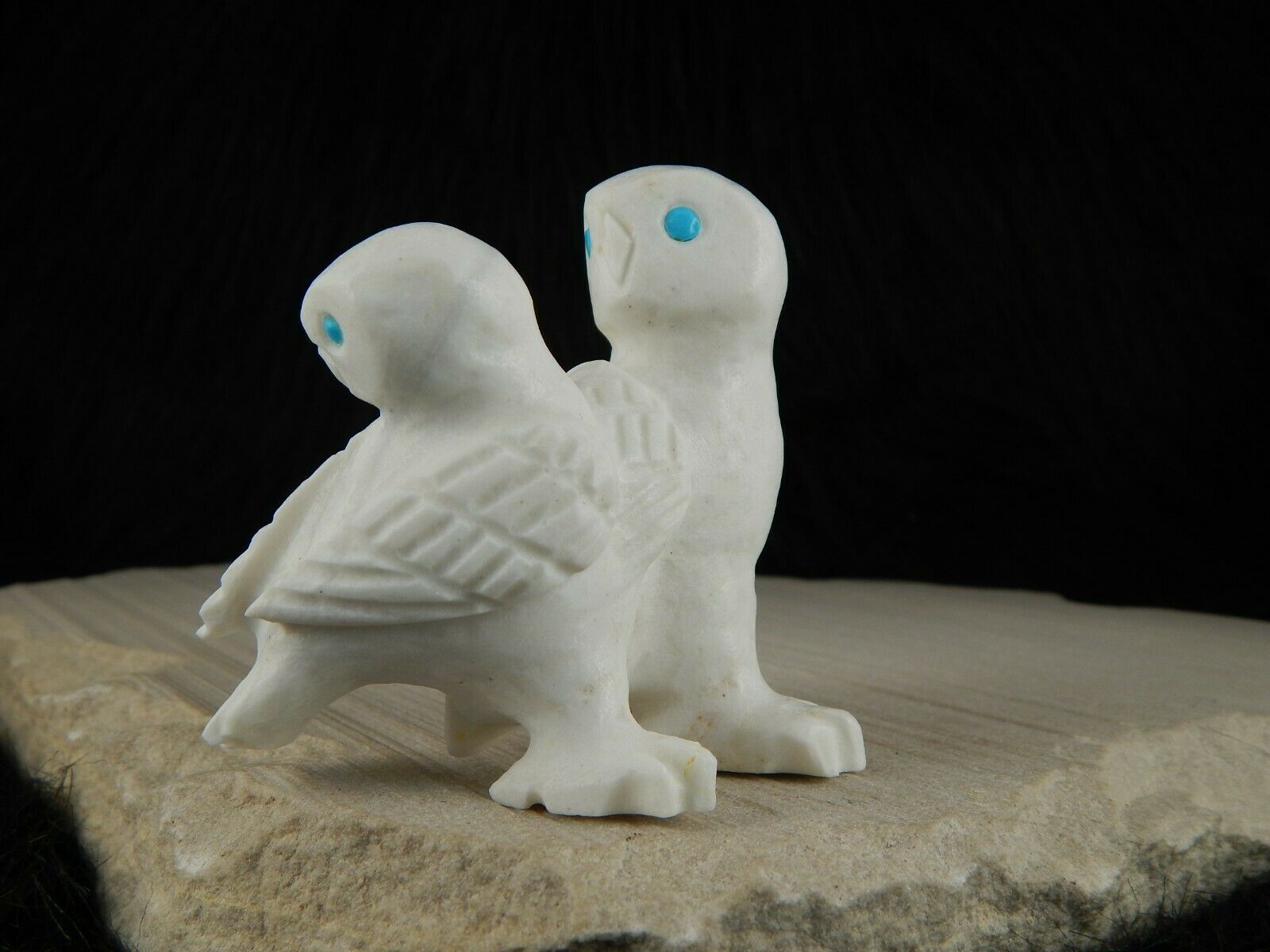 Owls Zuni Fetish Carving - Albert Eustace Sr - High Lonesome Trading
